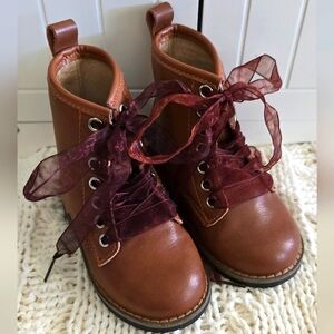 Brown Lace Up Bow Boots from A Bear Co.